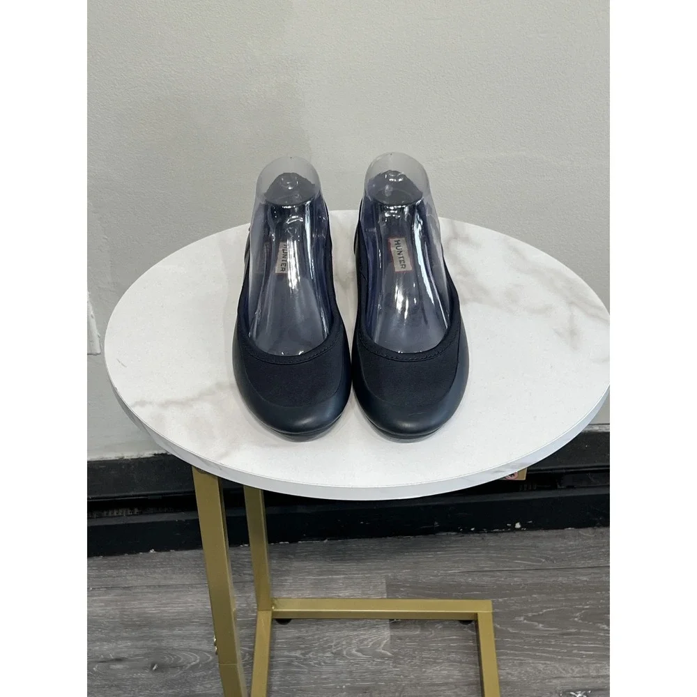 Hunter Navy Blue Waterproof Rubber Rain Ballet Flat Shoes Size 7
